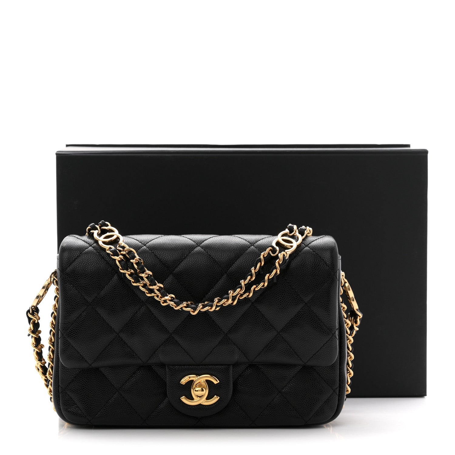 Caviar Quilted Mini CC You Flap Black