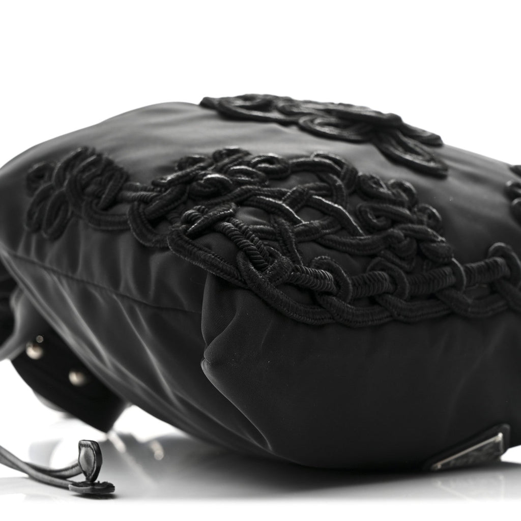 Tessuto Nylon Passama Embroidered Bag Black