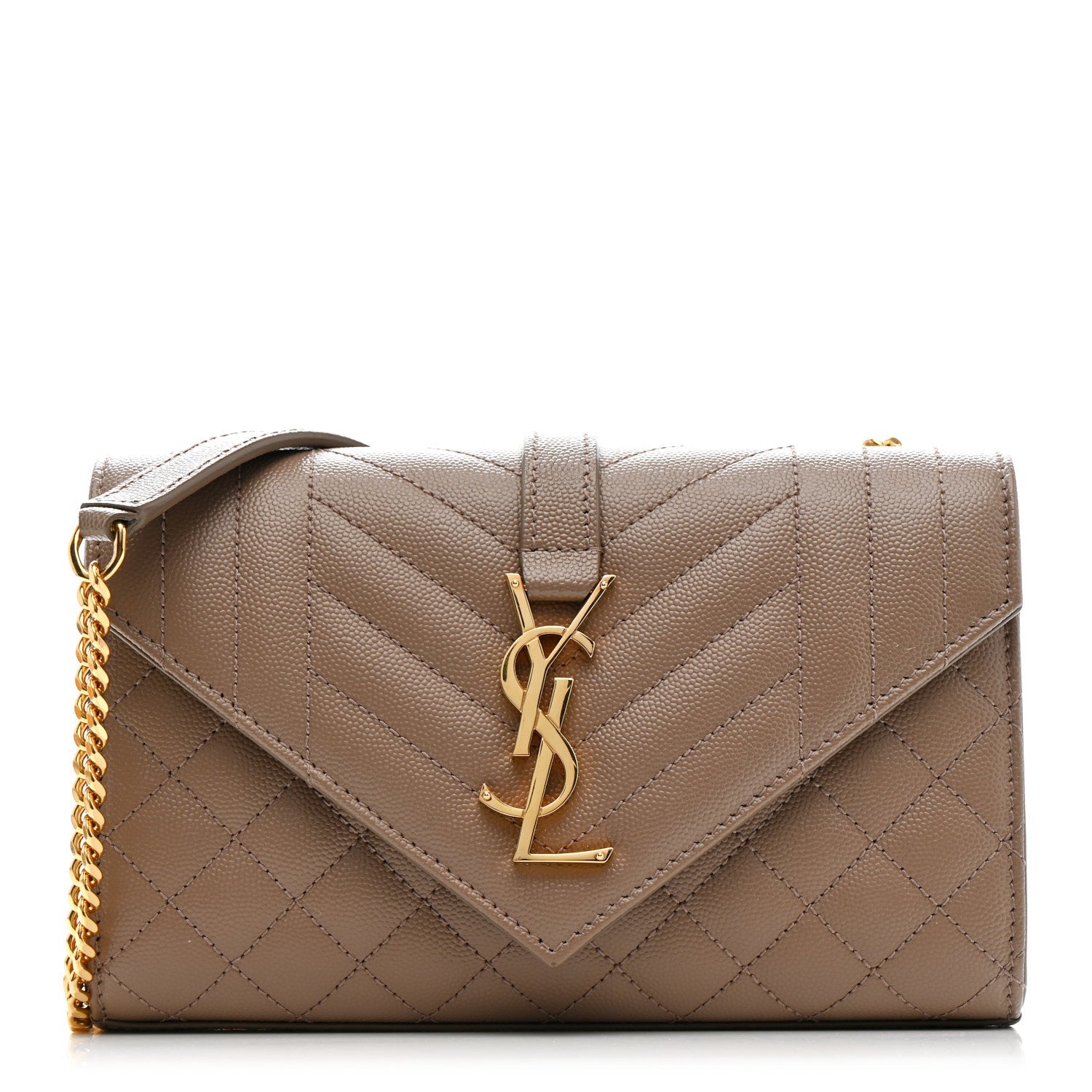 Grain De Poudre Textured Mixed Matelasse Triquilt Small Monogram Satchel Dark Beige