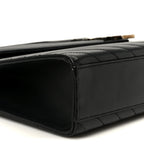 Smooth Calfskin Matelasse Chevron Large Monogram Satchel Black