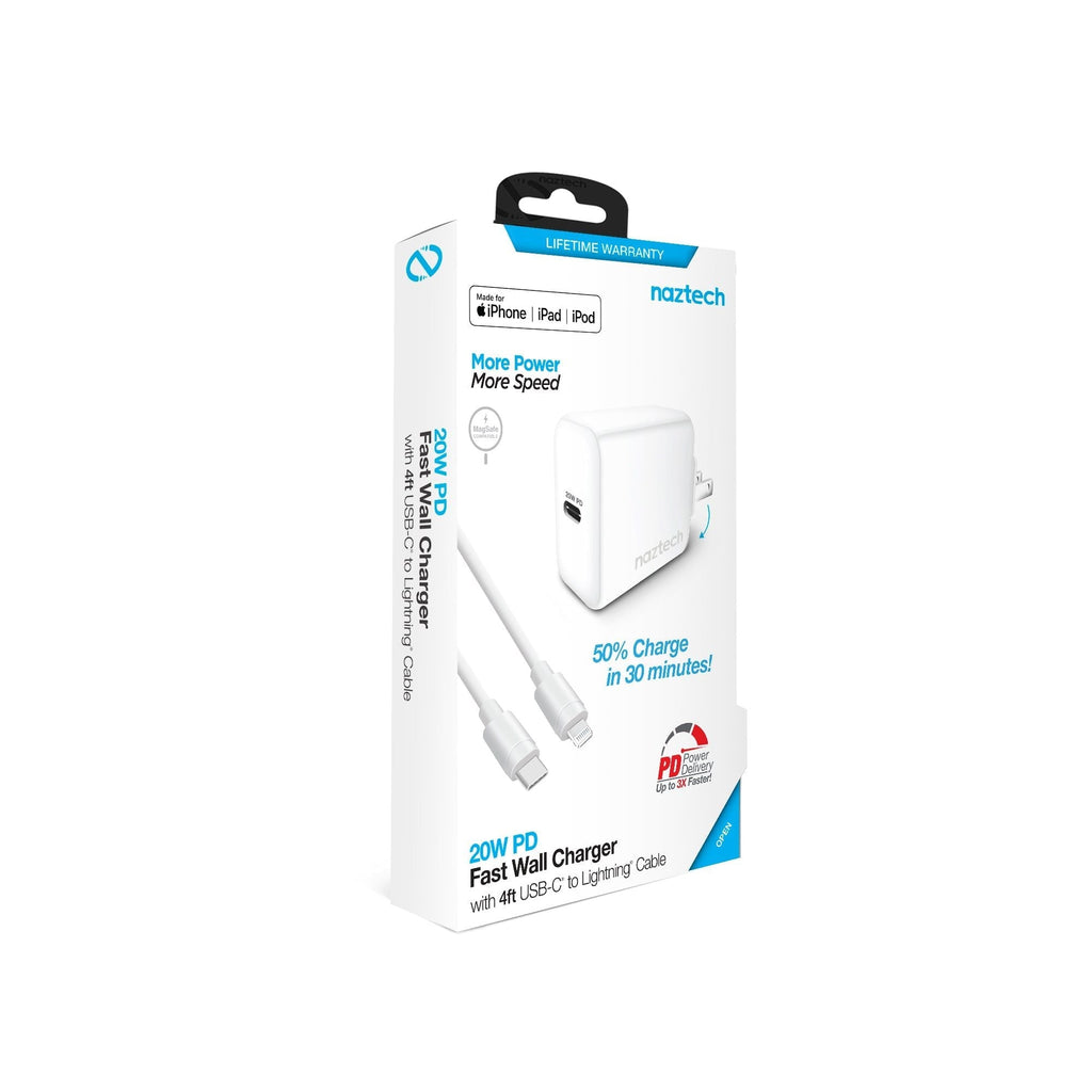 20W PD Wall Charger + USB-C to Lightning 4ft Cable
