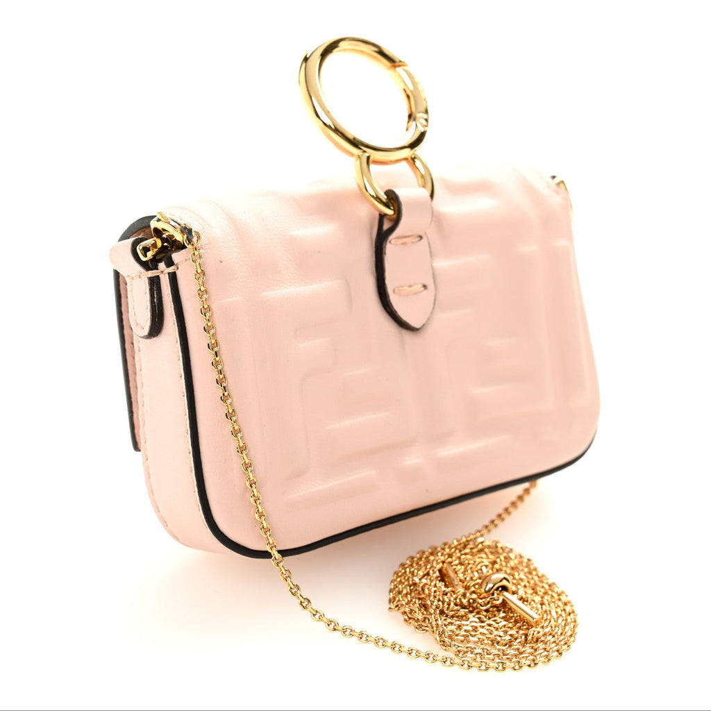 Nappa Matisse FF Embossed Nano Baguette Charm Rosa Quarzo