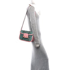 Snakeskin Calfskin Horsebit 1955 Shoulder Bag Blue Pink