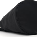 Recycled Sport Nylon Logo Embroidered Wheel Drawstring Bucket Bag Black White