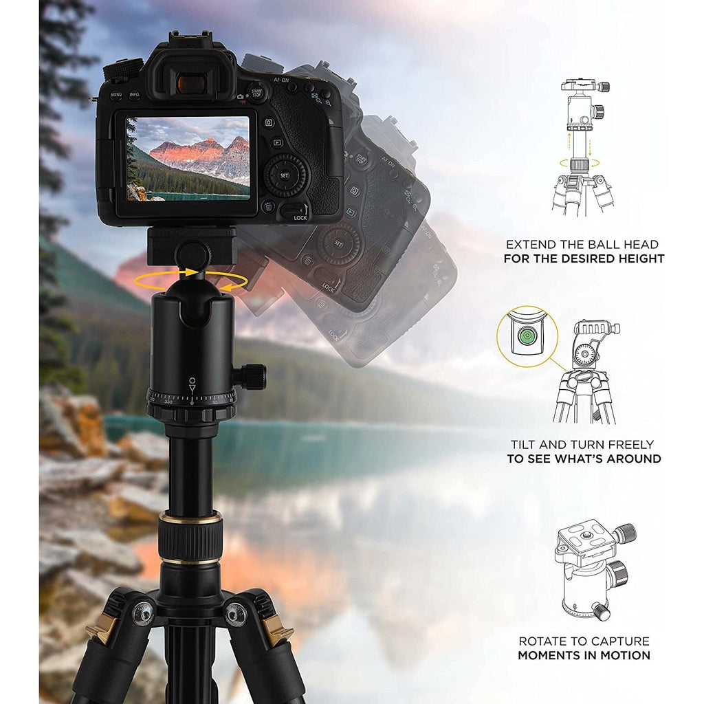 Kodak PhotoGear 63” Camera Tripod & Monopod, 2-in-1 Camera Tripod Stand W/Remote & 360° Ball Head