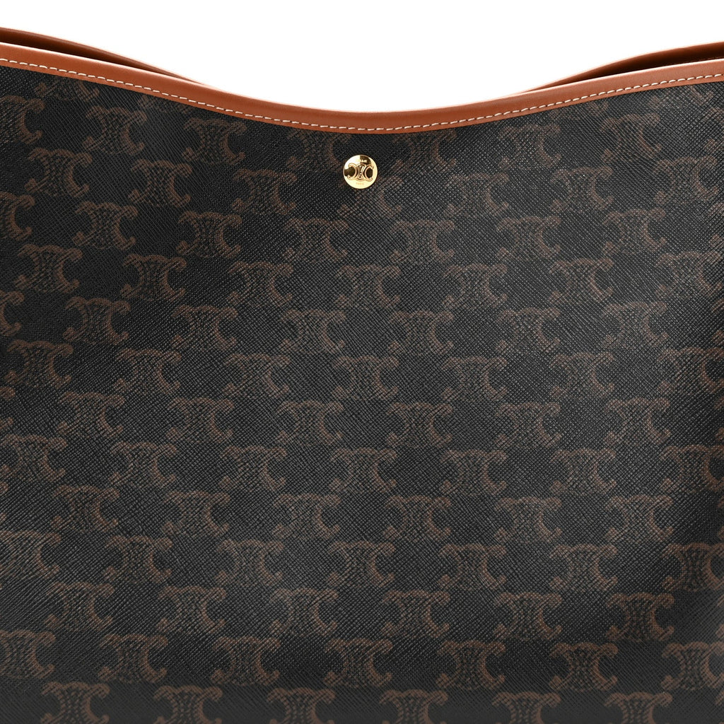 Triomphe Canvas Calfskin Shopper Tote Tan