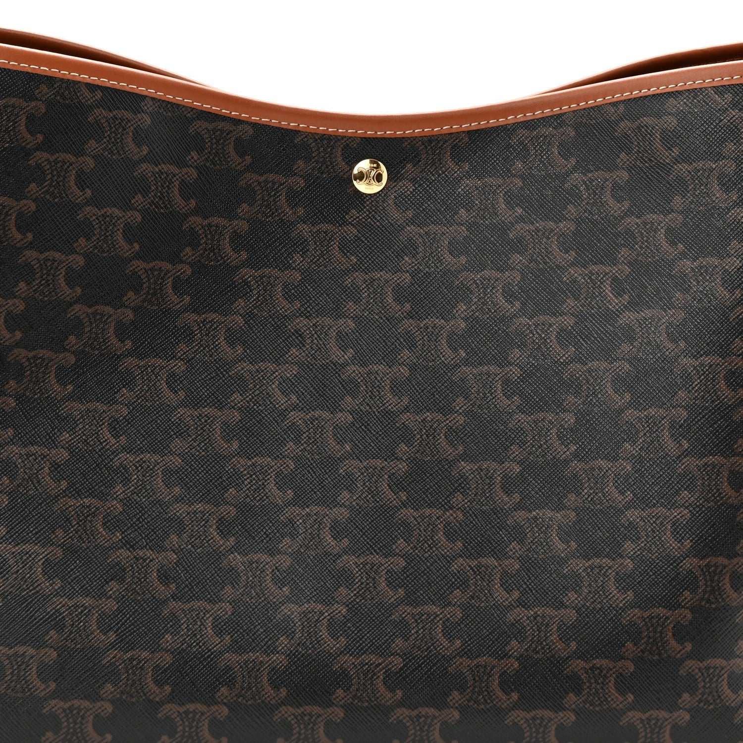 Triomphe Canvas Calfskin Shopper Tote Tan