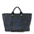 Lurex Canvas Medium Deauville Tote Navy Blue