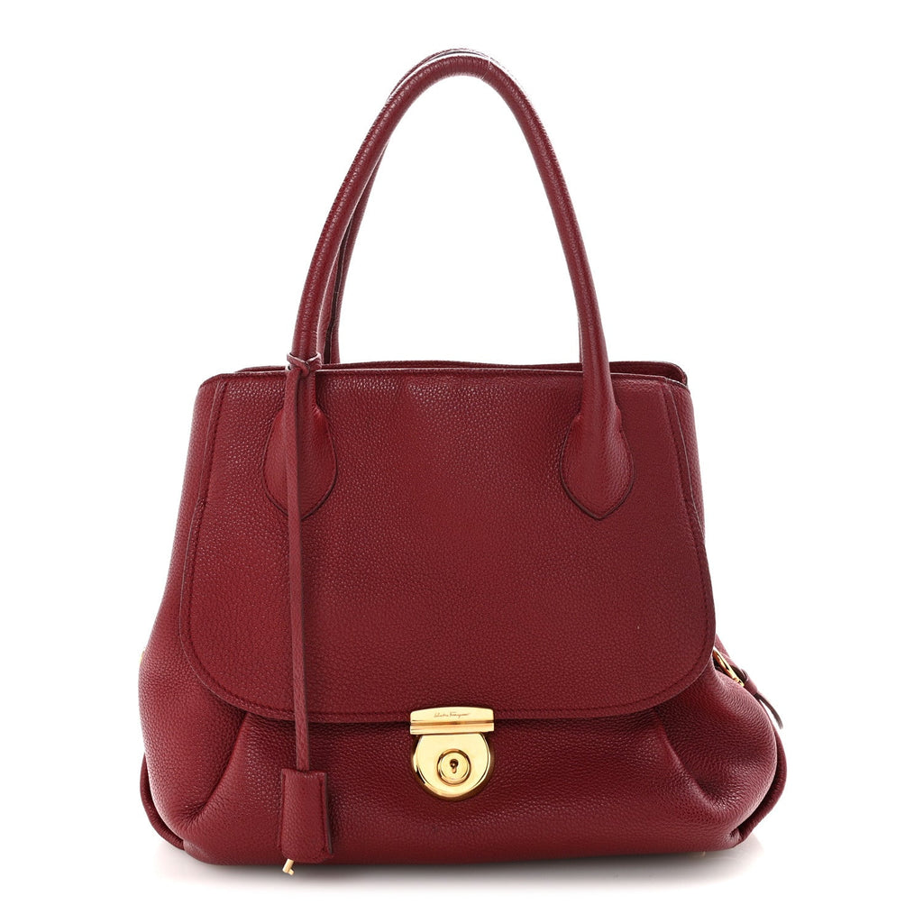 Pebbled Calfskin East West Fiamma Bag Red