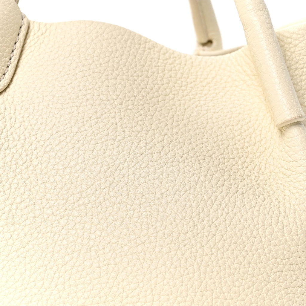 Grained Calfskin Micro Bale Bag Whisper White