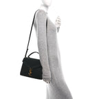 Smooth Calfskin Medium Classic Monogram Cassandra Top Handle Black