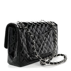 Patent Quilted Secret Label Medium Flap Black