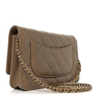 Caviar Quilted Wallet on Chain WOC Beige