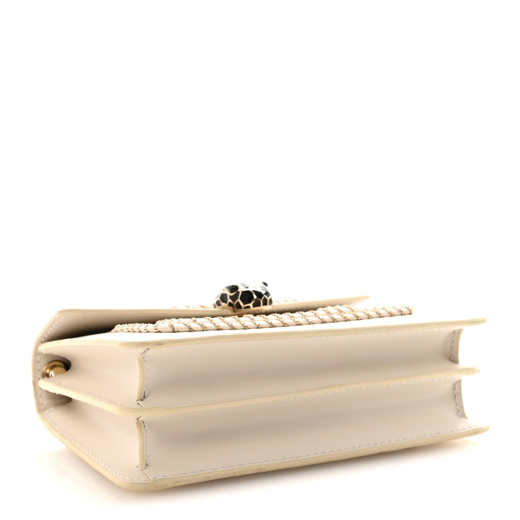 Calfskin Woven Chain Serpenti Forever Crossbody Bag White