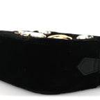 Velvet Matelasse Marquise Crystals Mini GG Marmont Chain Shoulder Bag Black