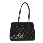 Calfskin Quilted Small Coco Soft Tote Black