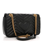Calfskin Matelasse Small GG Marmont Shoulder Bag Black
