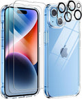 Entronix Bundle Compatible with iPhone 15 - [Hard] Clear Case, 2 Clear Screen Protector & 2 Camera Lens Protectors