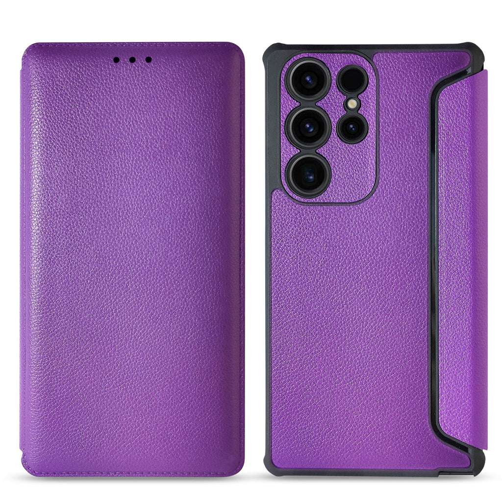 Magnetic Wallet Leather Phone Case For Samsung Galaxy S23 Ultra In Purple