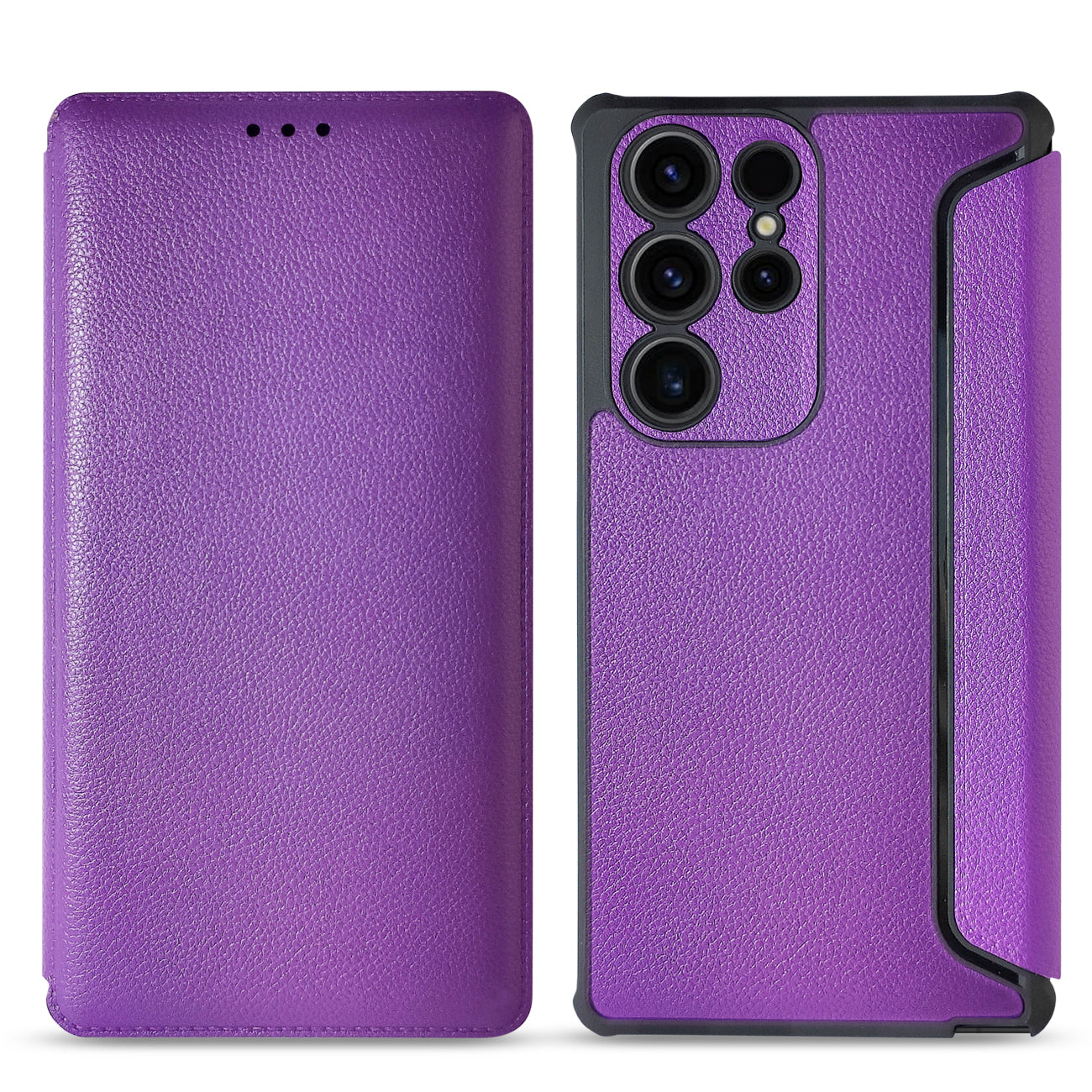 Magnetic Wallet Leather Phone Case For Samsung Galaxy S23 Ultra In Purple