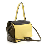 Calfskin Colorblock Mime Single Handle Bag Cream Burgundy Multicolor