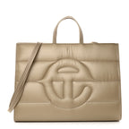 Nylon Large Puff Shopping Bag Cream
