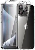 Entronix Bundle Compatible with iPhone 15 Pro - [Hard] Clear Case, 2 Clear Screen Protector & 1 Camera Lens Protector