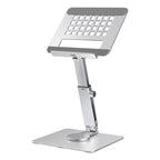 Tablet Stand Holder For Desk Dual Rod Support Aluminum Desktop Tablet Holder Adjustable Foldable Dock Multi-Angle Riser Compatible With Ipad Pro 12.9; 9.7; 10.5; Ipad Air Mini 4 3 2 Silver