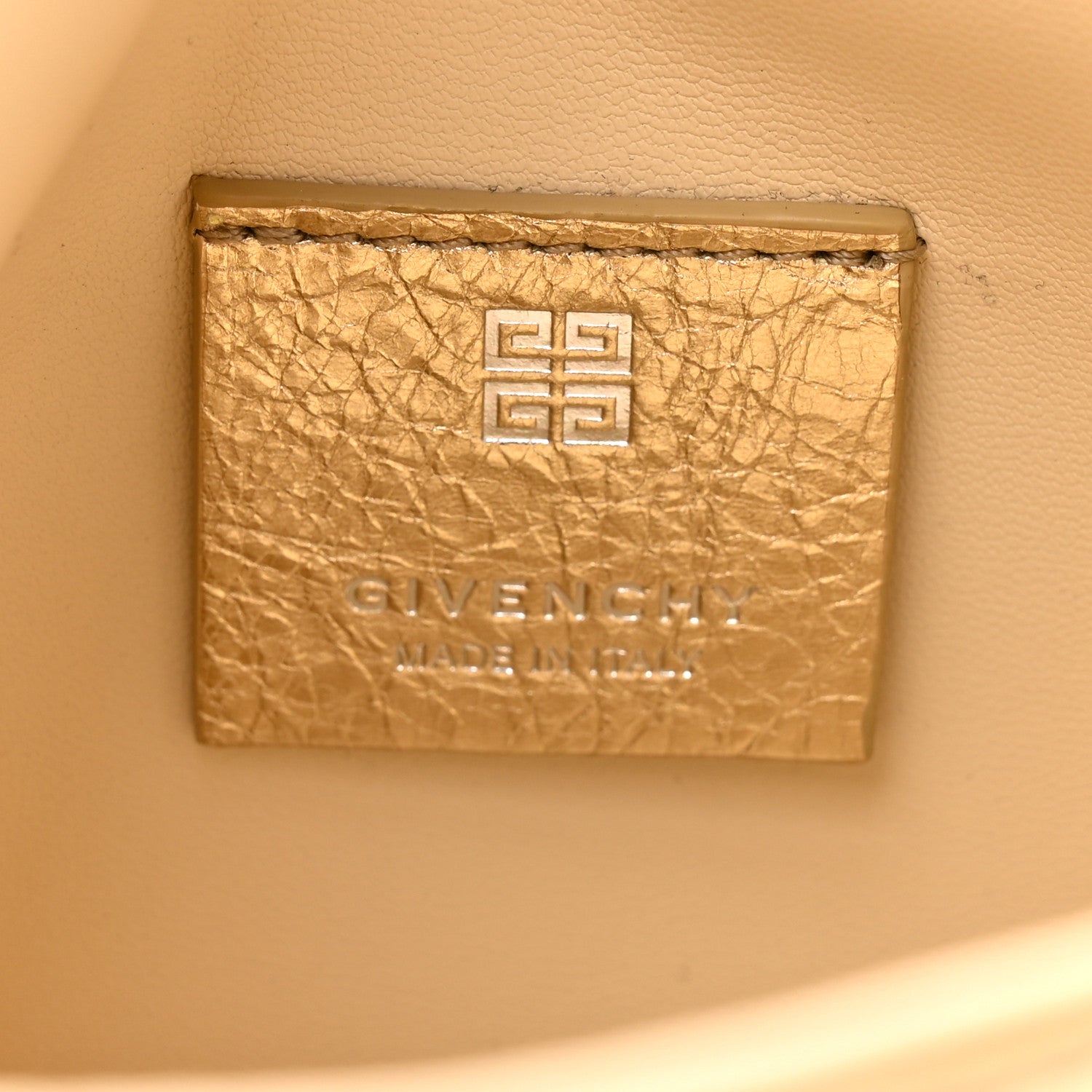 Metallic Tumbled Calfskin Nano Voyou Bag Golden Sand