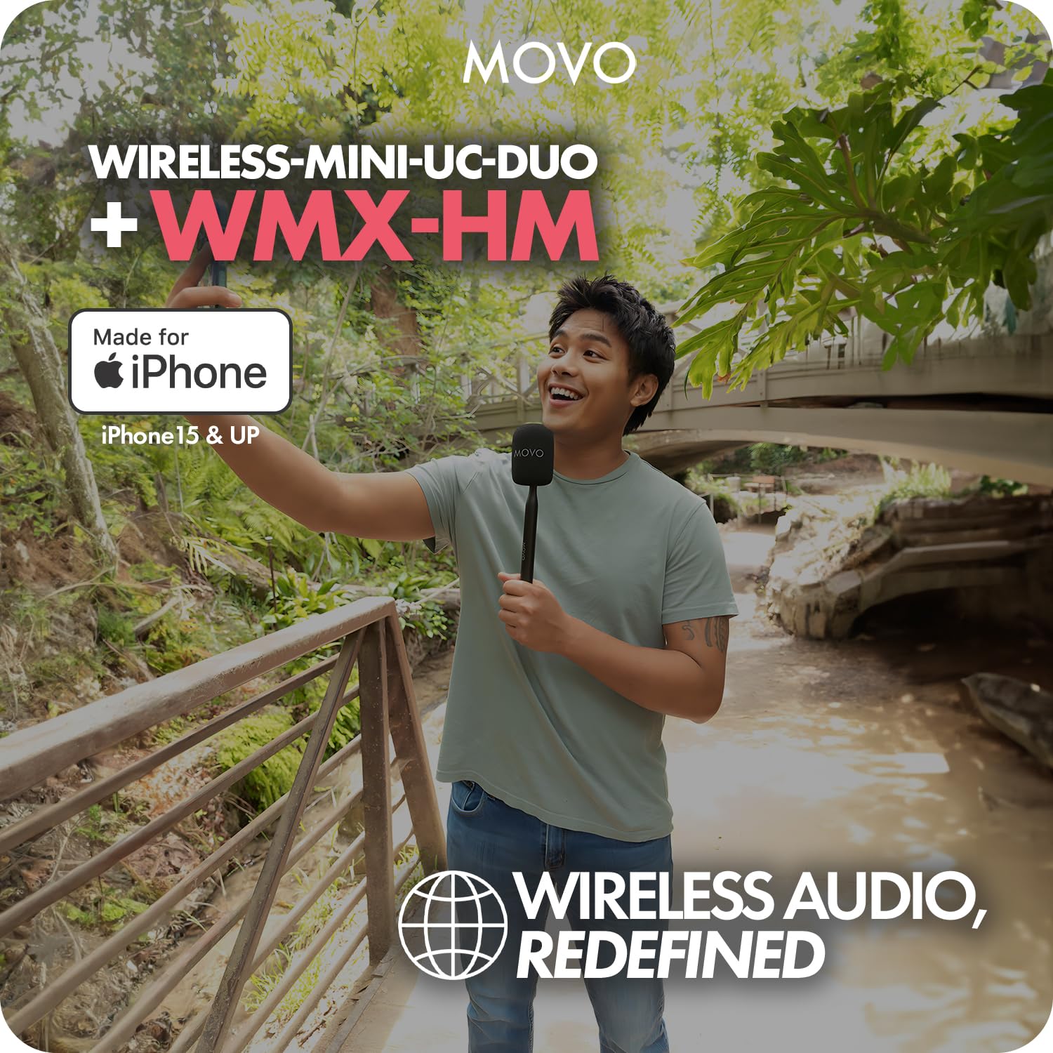 Movo Wireless Mini C Duo Mic for USB-C with Handle