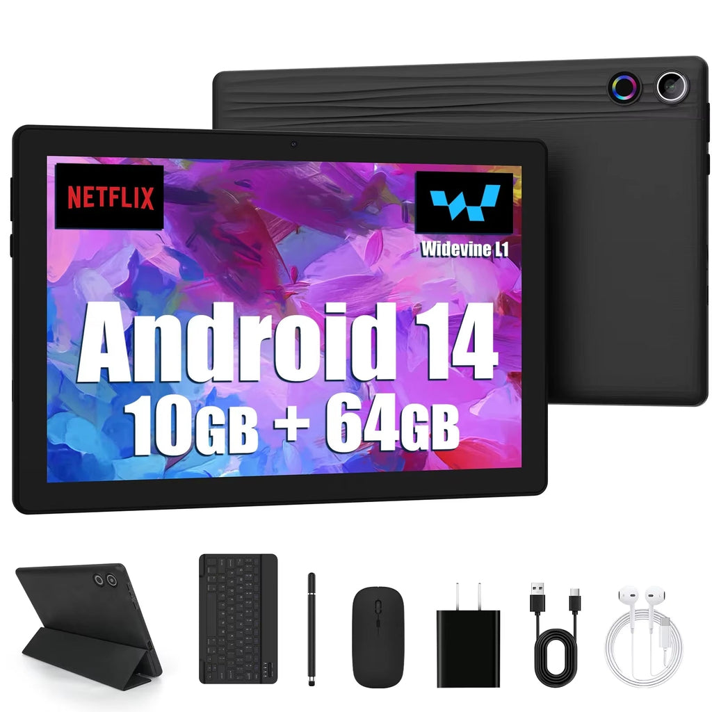 Android 15 Tablet - 10 Inch, 20GB RAM, 64GB Storage (Expandable to 1TB) with Widevine L1, GMS, 5000mAh Battery, Stylus, Keyboard, Mouse, Headphones