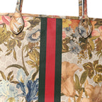 GG Supreme Monogram Water Flora Web Large Ophidia Tote Beige White Multicolor