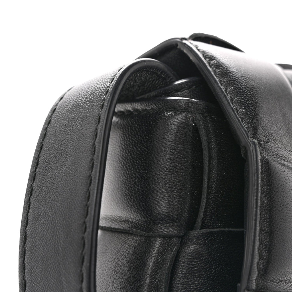 Nappa Maxi Intreccio Small Padded Cassette Crossbody Bag Black