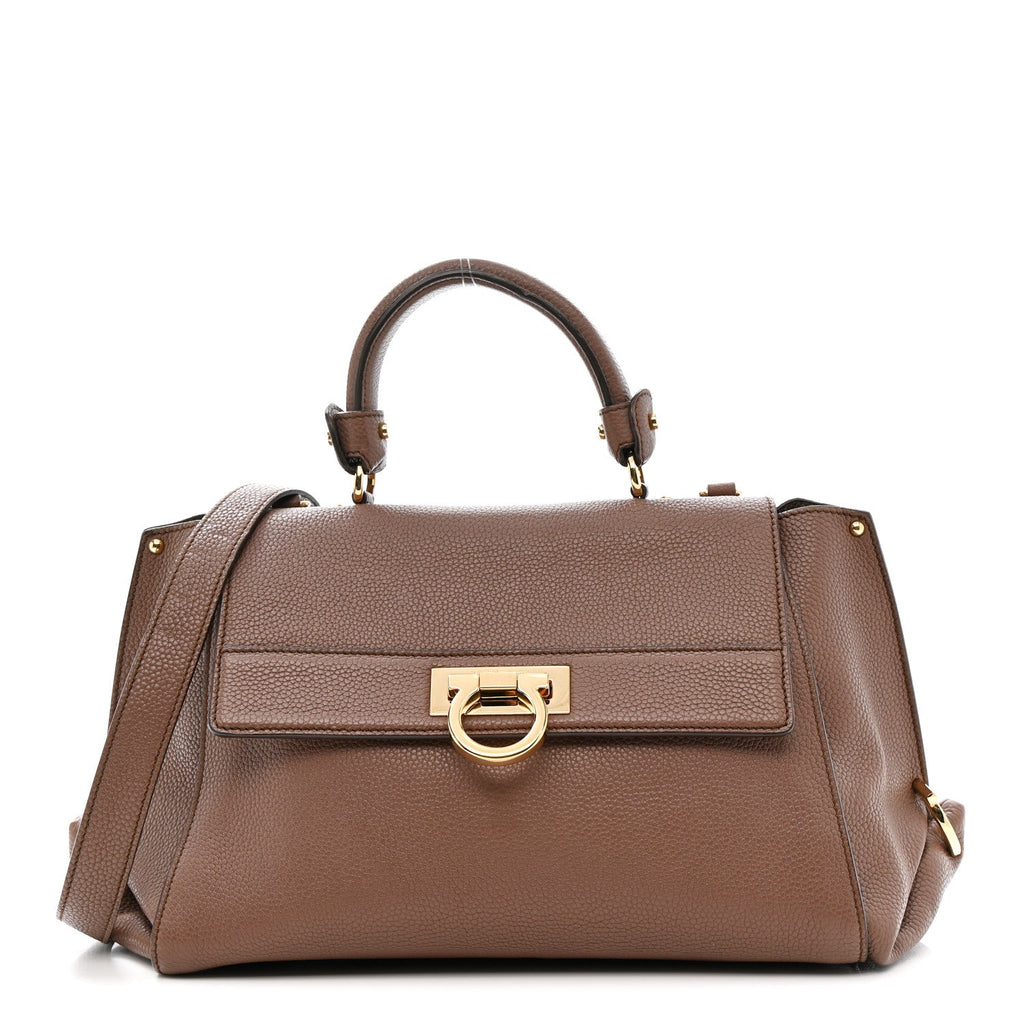 Grained Calfskin Sofia Satchel Moka
