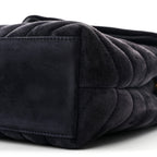 Suede Calfskin Y Quilted Monogram Small Loulou Chain Satchel Deep Marine