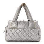 Nylon Coco Cocoon Zipped Tote Silver