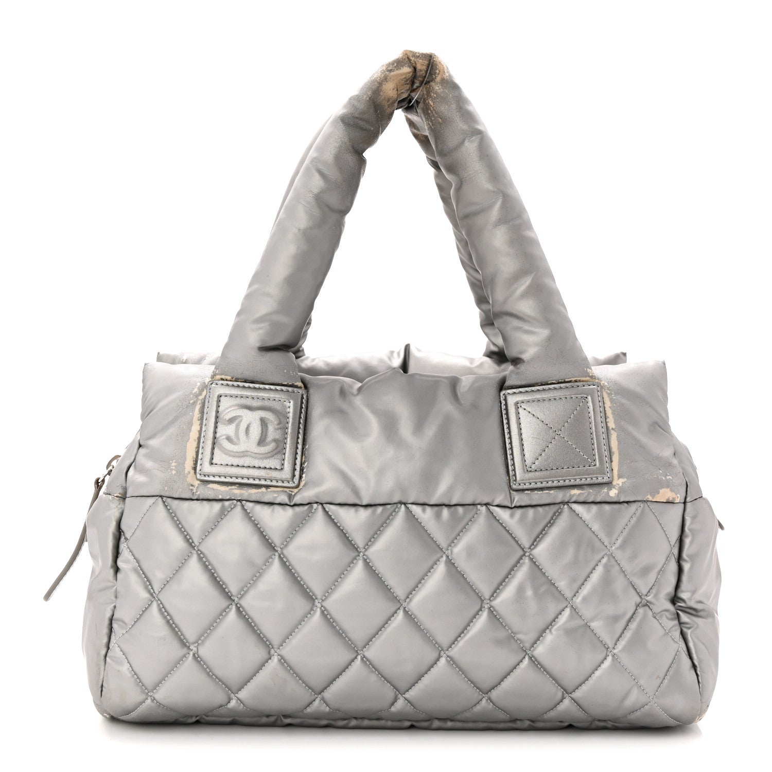Nylon Coco Cocoon Zipped Tote Silver