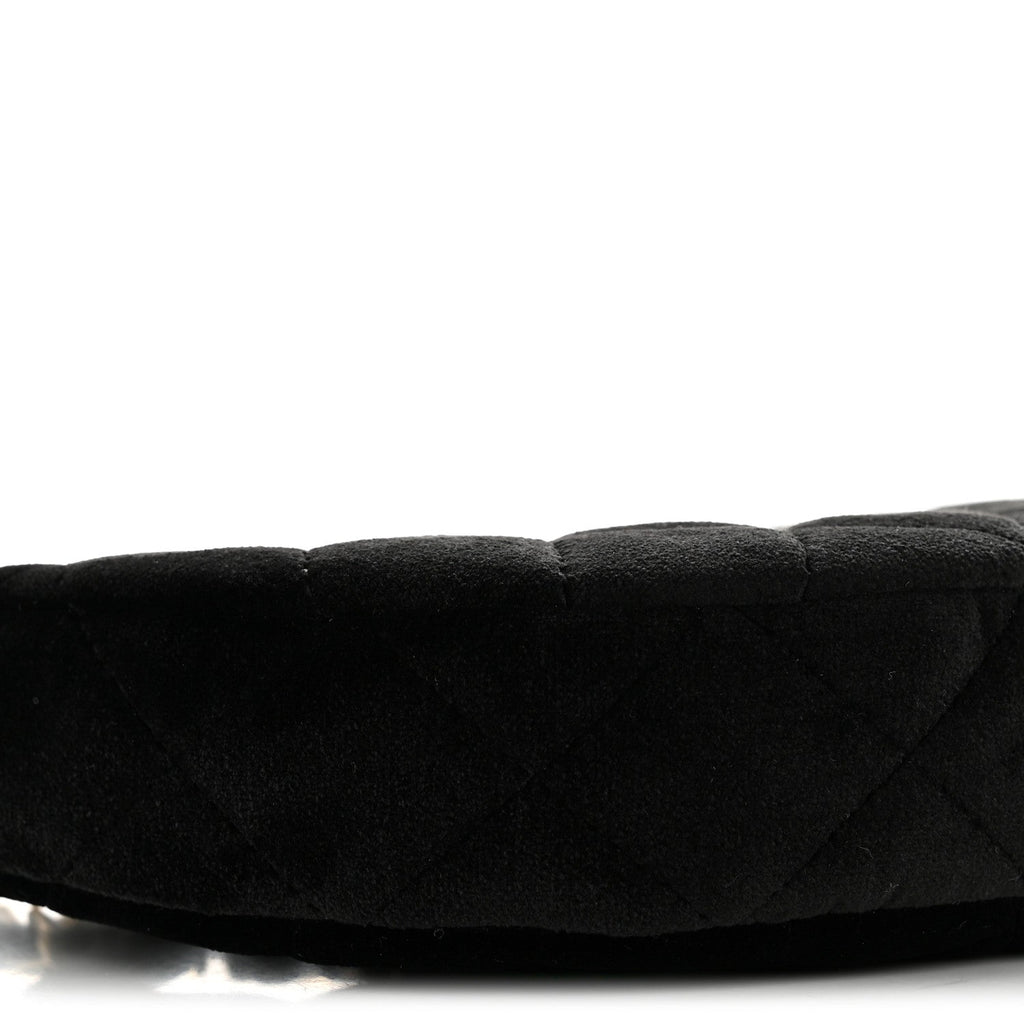 Velvet Crystal Quilted Chain Hobo Black