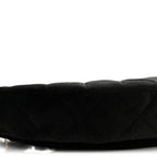 Velvet Crystal Quilted Chain Hobo Black