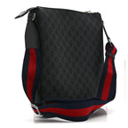 GG Supreme Monogram Web Small Flat Messenger Bag Black Grey