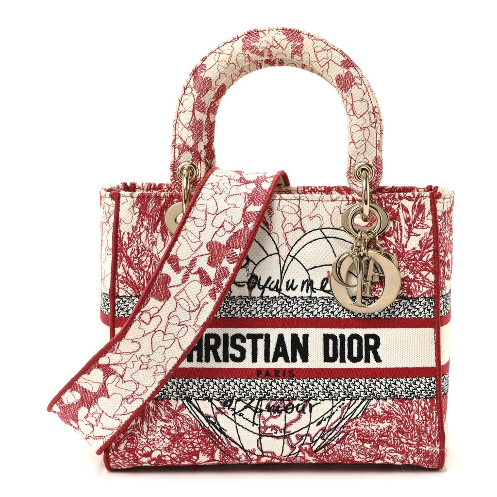 Canvas Embroidered Medium Dioramour D-Royaume Lady D-Lite Red Multicolor