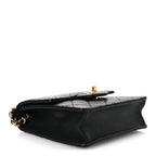 Goatskin Quilted Chic Pearls Flap Black