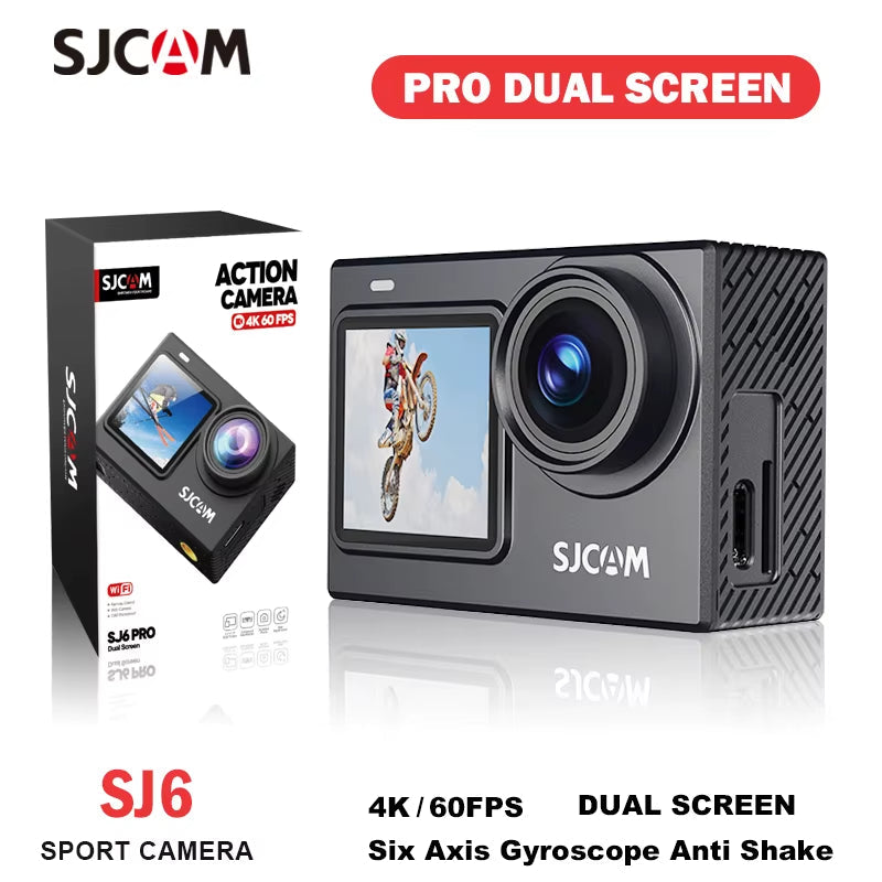 SJ6 Pro 4K Dual Screen Waterproof Action Camera with Touchscreen, Wi-Fi, Night Vision, and 6-Axis Gyro Stabilization _ NO Memory Card