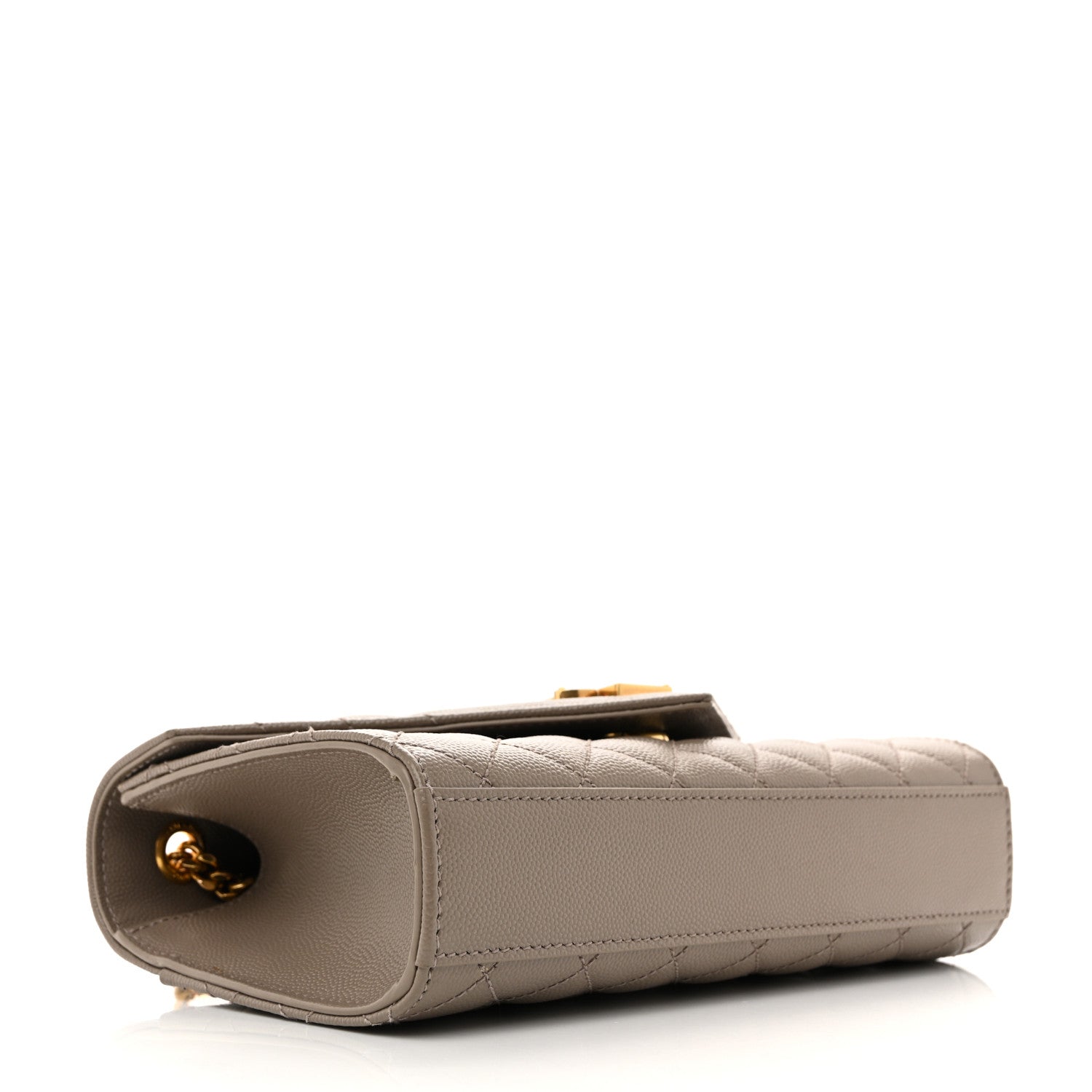 Grain De Poudre Textured Mixed Matelasse Triquilt Small Monogram Satchel Greyish Brown
