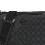 GG Supreme Monogram Azalea Calfskin Retro Interlocking G Wristlet Messenger Bag Black