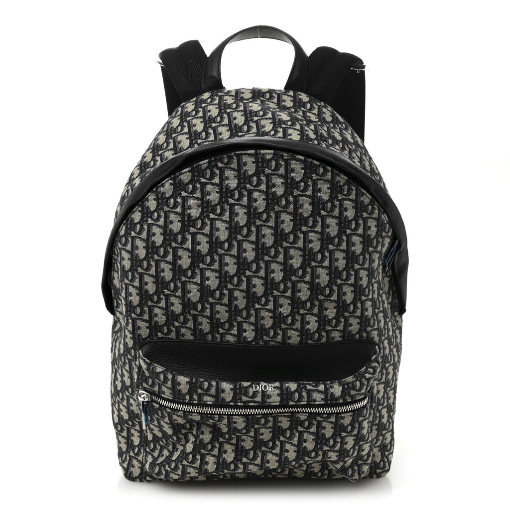 Oblique Calfskin Rider Backpack Beige Black