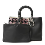 Smooth Calfskin Sequin Houndstooth Embroidered Medium Diorissimo Black