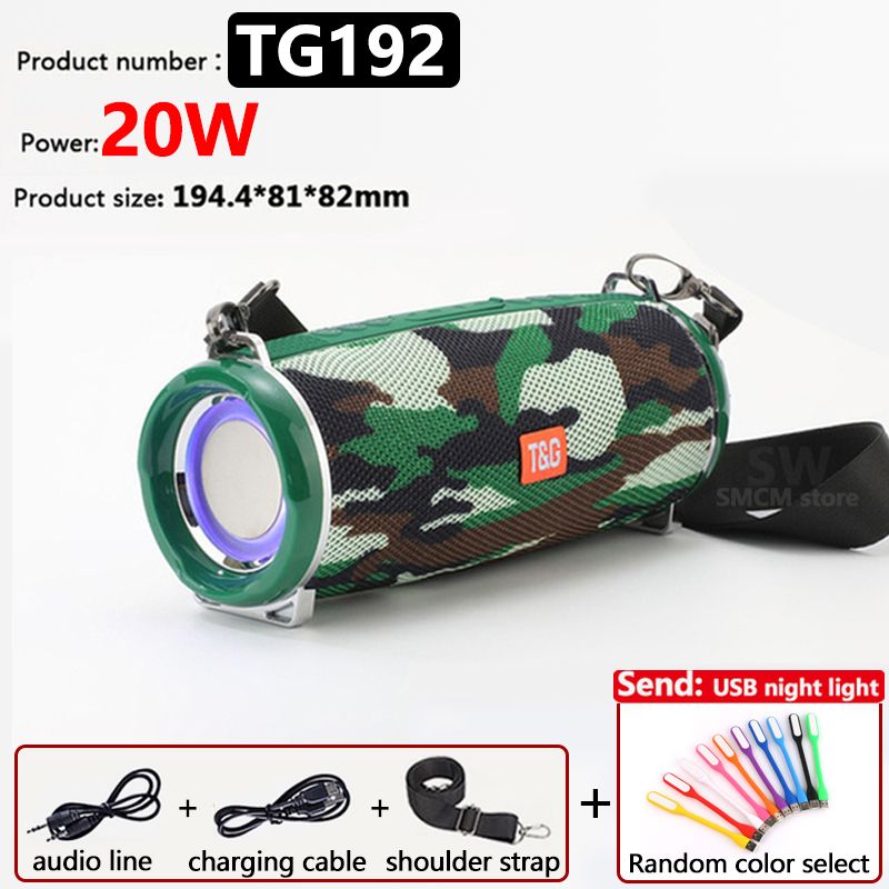 20W High Power TG192Bluetooth Speaker Waterproof Portable Column For PC Computer Speakers Subwoofer Boom Box Music Center FM TF