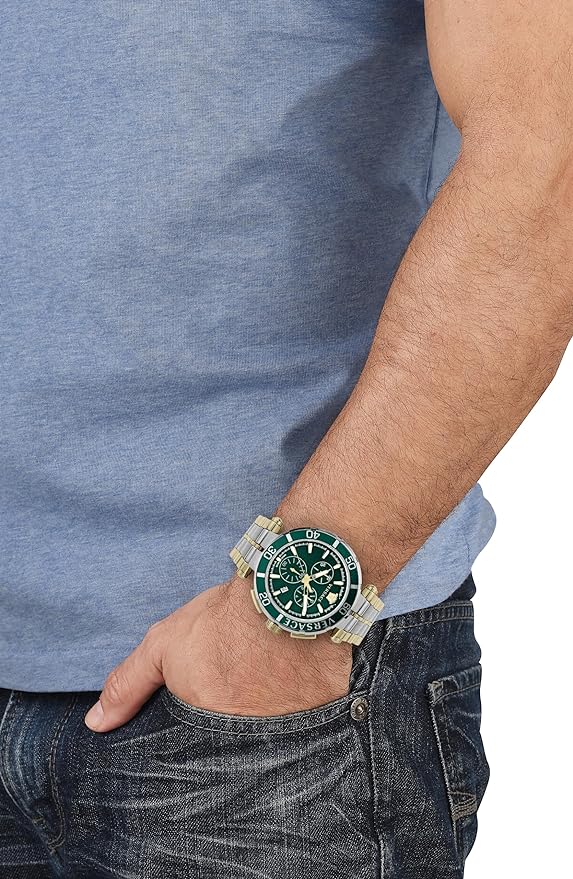 Versace Men's Watch 45mm Greca Chronograph Green