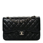 Caviar Quilted Jumbo Double Flap Black